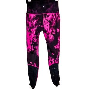 Fuchsia Lululemon Tights with Mesh Panels